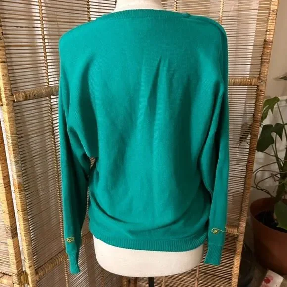 Vintage 60s CYN LES Embroidered Sweater Size L Shirlee designs Floral Butterfly